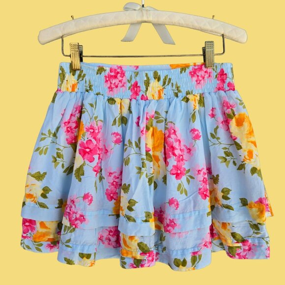 Y2K Abercrombie Fitch Floral mini Skirt Size M Tiered Fairy Coquette Dolette - Picture 5 of 9